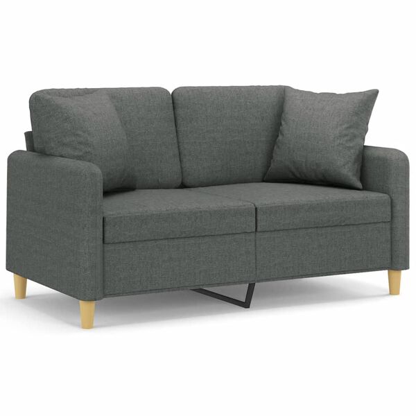 vidaXL 2-Sitzer-Sofa mit Zierkissen Dunkelgrau 120 cm Stoff