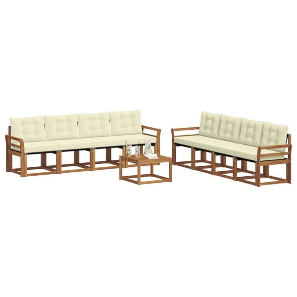 vidaXL Outdoor-Sofagarnitur mit Kissen 9 pcs Natur und Creme