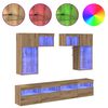 vidaXL TV-Wandger&auml;te mit LED-Lichtleisten 6 pcs Altholz Holzwerkstoff