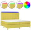 vidaXL Boxspringbett mit Matratze & LED Gr&uuml;n 200x200 cm Stoff