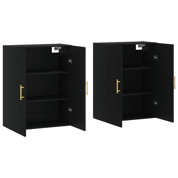 vidaXL Wandschr&auml;nke 2 Stk. Schwarz 69,5x34x90 cm