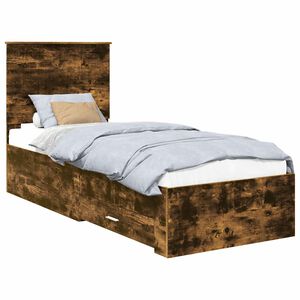 vidaXL Bettrahmen Rauchige Eiche und Silber 70 x 190 cm Holzwerkstoff
