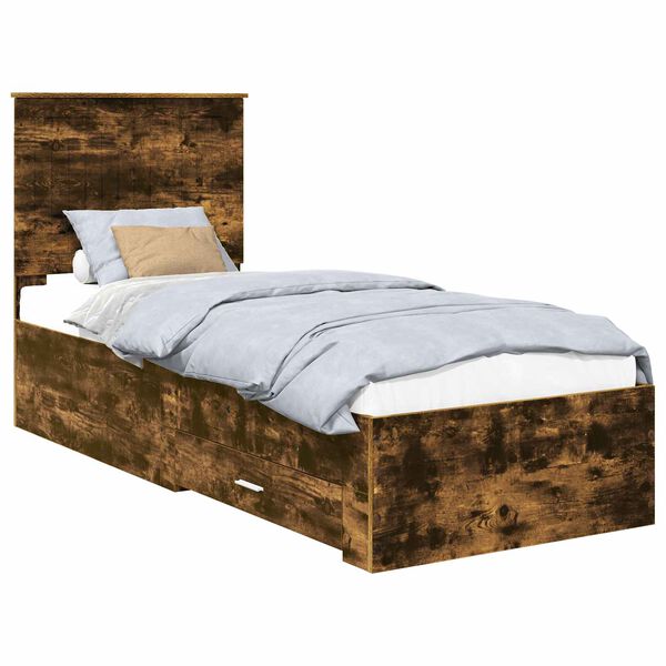 vidaXL Bettrahmen Rauchige Eiche und Silber 70 x 190 cm Holzwerkstoff
