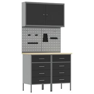 vidaXL Werkbank mit Speicher 5 stk. Schwarz Ingenieure Holz und Stahl