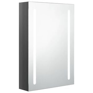 vidaXL LED-Bad-Spiegelschrank Gl&auml;nzendes Grau 50x13x70 cm