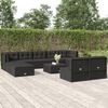vidaXL 10-tlg. Garten-Lounge-Set mit Kissen Schwarz Poly Rattan