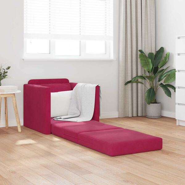 vidaXL Schlafsofa 60cm Weinrot Samt
