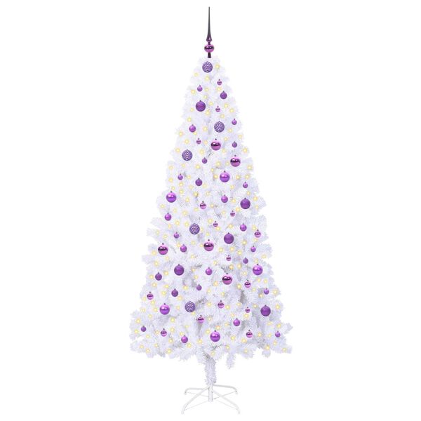 vidaXL K&uuml;nstlicher Weihnachtsbaum Wei&szlig; 210 cm PVC und Stahl