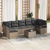 vidaXL Sofa Set mit Kissen 8 pcs Grau Poly Rattan