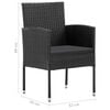 vidaXL 7-tlg. Garten-Essgruppe Poly Rattan Schwarz