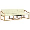 vidaXL Outdoor-Sofagarnitur mit Kissen 3 pcs Wei&szlig; und Creme