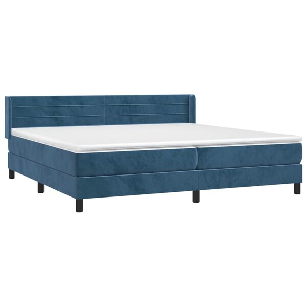 vidaXL Boxspringbett mit Matratze Dunkelblau 200x200 cm Samt