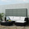 vidaXL 5-tlg. Garten-Lounge-Set mit Kissen Poly Rattan Schwarz
