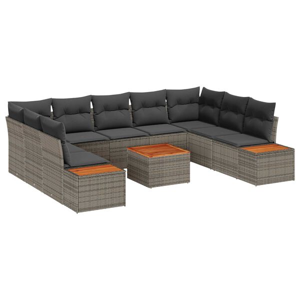 vidaXL Gartensofa-set mit Kissen mit Speicher 5 pcs Grau Polyrattan
