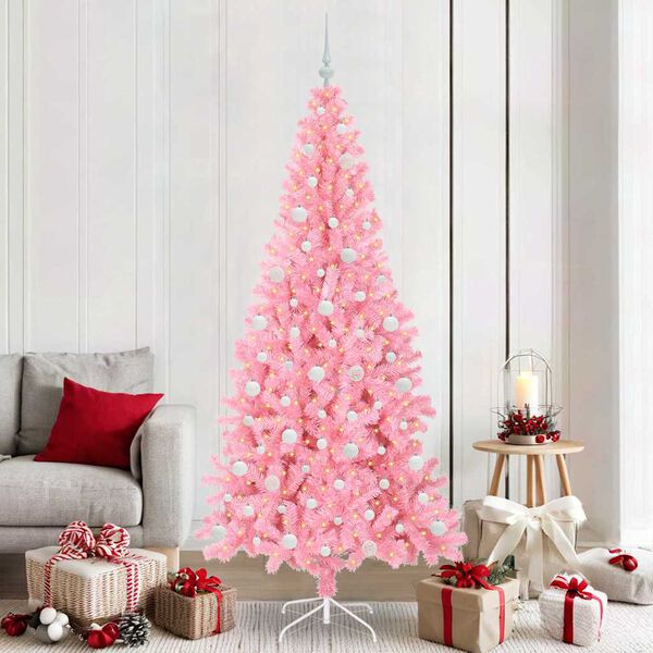 vidaXL Weihnachtsbaum mit 300 LEDs mit Ständer Rosa 210 cm PVC