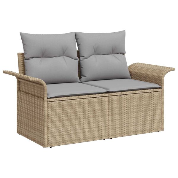 vidaXL Gartensofa-set mit Kissen 7 pcs Beige und Hellgrau Poly-Rattan