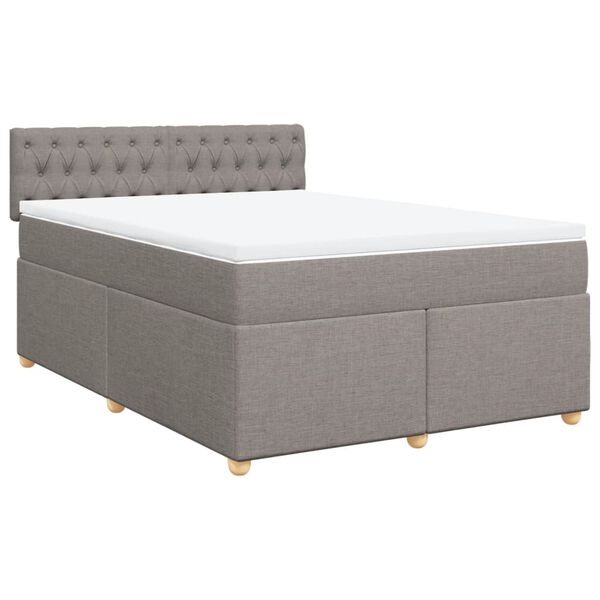 vidaXL Boxspringbett mit Matratze Taupe 140x190 cm Stoff