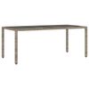 vidaXL Gartentisch mit Glasplatte Grau 190x90x75 cm Poly Rattan