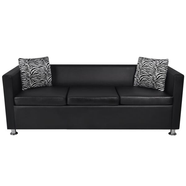 vidaXL Sofa 3-Sitzer Kunstleder Schwarz
