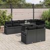 vidaXL Garten-Sofa-Set mit Kissen 9 pcs Schwarz Poly-Rattan