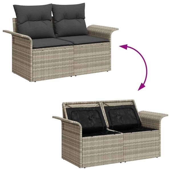 vidaXL Garten-Sofa-Set mit Kissen 6 pcs Hellgrau Poly Rattan