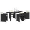 vidaXL Garten Essgruppe mit Kissen 5 pcs Schwarz Poly-Rattan