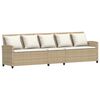vidaXL 4-tlg. Garten-Sofagarnitur mit Kissen L-Form Beige Poly Rattan
