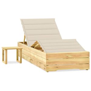 vidaXL Garten-Sonnenliege mit Tisch und Auflage Kiefer Impr&auml;gniert