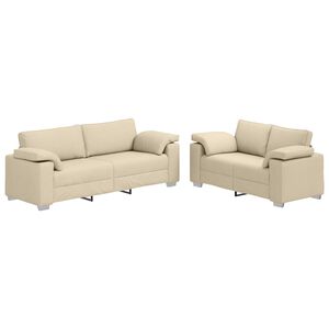 vidaXL Sofa Set 2 pcs Creme 219 x 77 x 82 cm Stoff