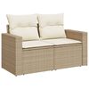 vidaXL 10-tlg. Garten-Sofagarnitur mit Kissen Beige Poly Rattan