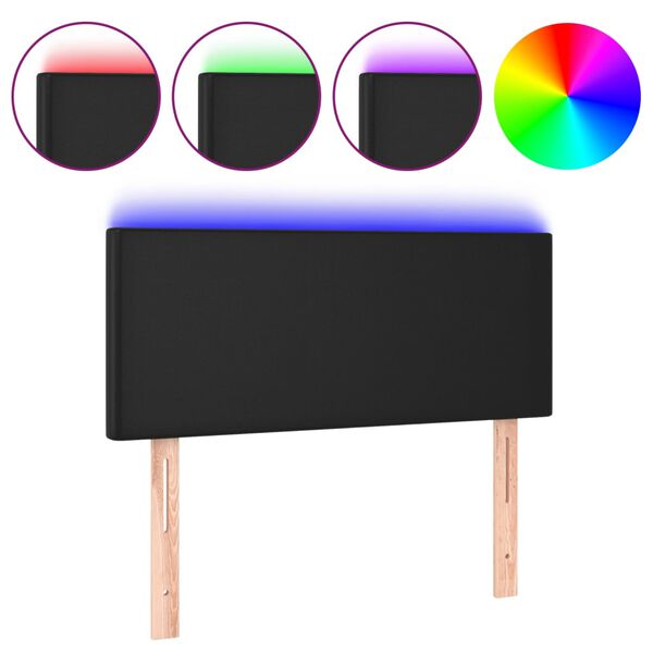 vidaXL LED Kopfteil Schwarz 100x5x78/88 cm Kunstleder