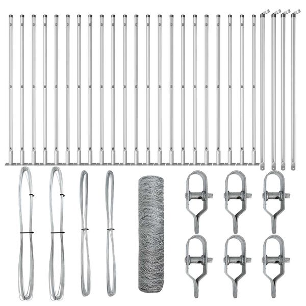 vidaXL Zaunpfosten Silber 50 x 1 m (36 mm Maschen) Stahl