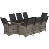 vidaXL 9-tlg. Garten-Bistro-Set mit Kissen Grau Poly Rattan