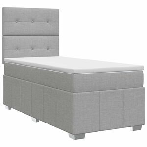 vidaXL Boxspringbett mit Matratze Hellgrau 90 x 200 cm Stoff