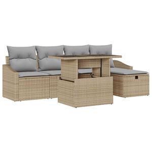 vidaXL Gartensofa-set mit Kissen mit Speicher 6 pcs Poly-Rattan