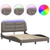 vidaXL Bettgestell mit LED ohne Matratze "Hvar" Taupe 140x200 cm Stoff