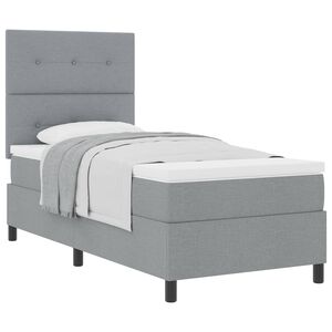 vidaXL Boxspringbett mit Matratze Hellgrau 80 x 200 cm Stoff