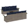 vidaXL Gartensofa-set 9 Stk. Grau und Marineblau Poly-Rattan