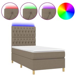 vidaXL Boxspringbett mit Matratze & LED Taupe 80x200 cm Stoff