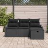 vidaXL Sofa Set mit Kissen mit Speicher 4 pcs Schwarz Poly-Rattan