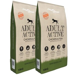 vidaXL Trockenfutter f&uuml;r Hunde Adult Active Chicken & Fish 2 Stk 30 kg
