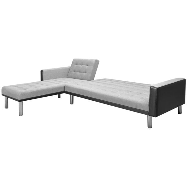 vidaXL Eck-Sofabett Stoff 218x155x69 cm Schwarz und Grau