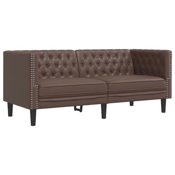 vidaXL Chesterfield-Sofa 2-Sitzer Braun Kunstleder