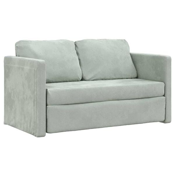 vidaXL Bodensofa mit Schlaffunktion Hellgrau 122x204x55 cm Samt