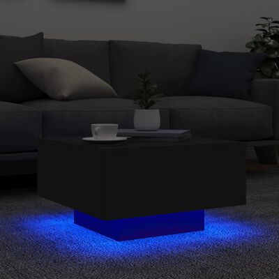 vidaXL Couchtisch mit LED-Leuchten Schwarz 55x55x31 cm