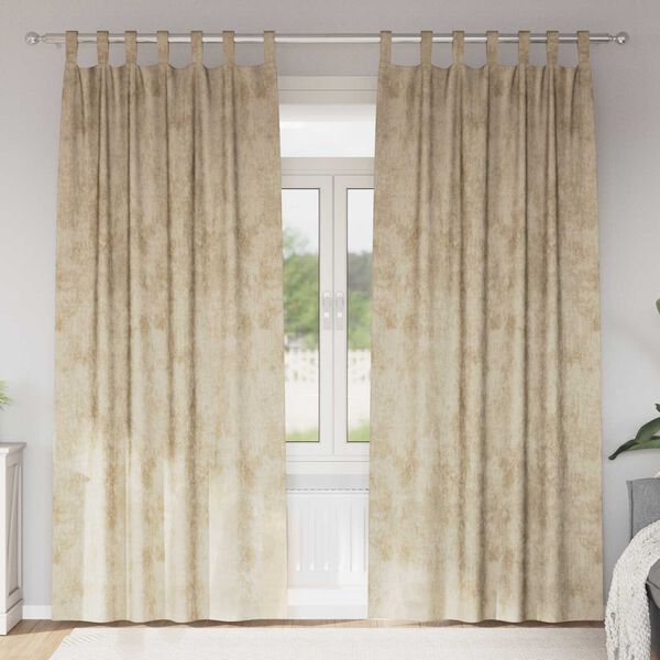 vidaXL Samtvorh&auml;nge mit Vorh&auml;ngen 2 pcs Creme 245 x 140 cm Samt