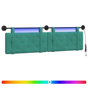 vidaXL H&auml;ngendes Kopfteil Mit LED Licht T&uuml;rkis Samt