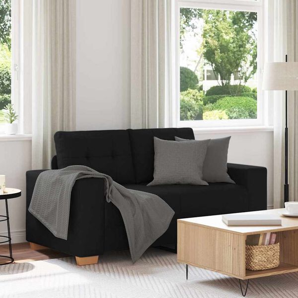 vidaXL Zweisitzer-Sofa Schwarz 160x77x82 cm Stoff