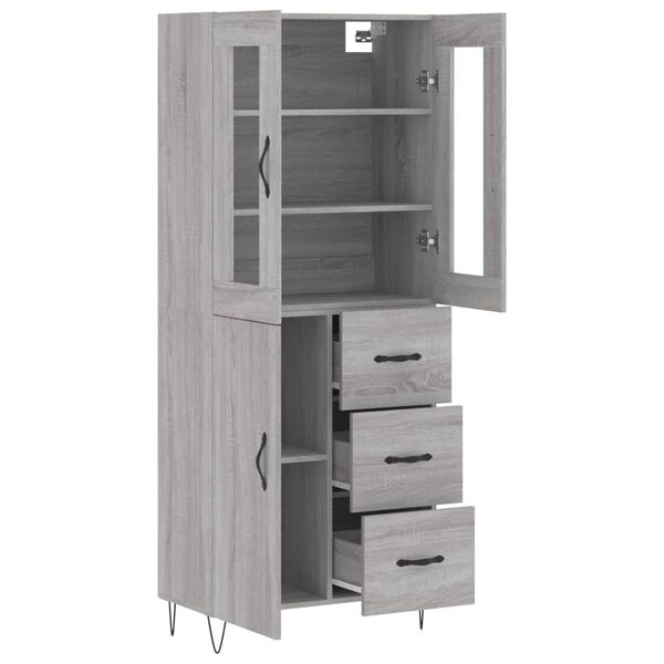 vidaXL Highboard Grau Sonoma 69,5x34x180 cm Holzwerkstoff