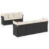 vidaXL 8-tlg. Garten-Sofagarnitur mit Kissen Schwarz Poly Rattan